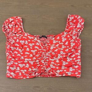 Zara Red Floral Crop Top
